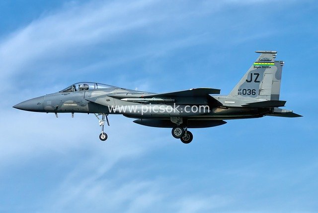 High-Definition Military Aviation Photo of F-15 Fighter Jet in Flight Attitude