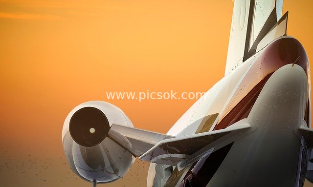 Private Jet at Sunset: Close-up of Engine and Fuselage