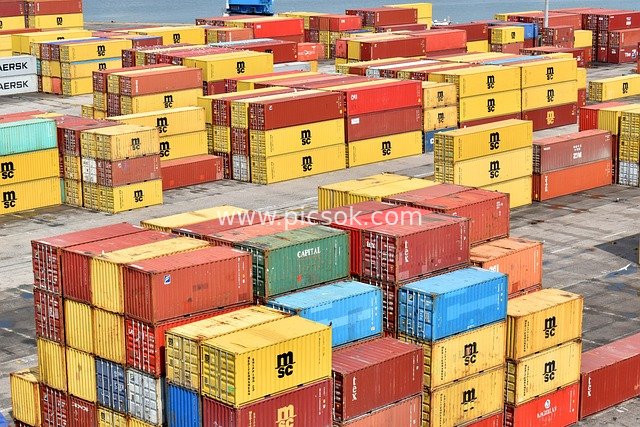 Colorful Container Cargo Stacking Logistics Scene at Chinese Port