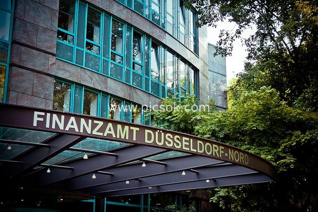 Exterior of the Modern Office Building of Finanzamt Düsseldorf-Nord