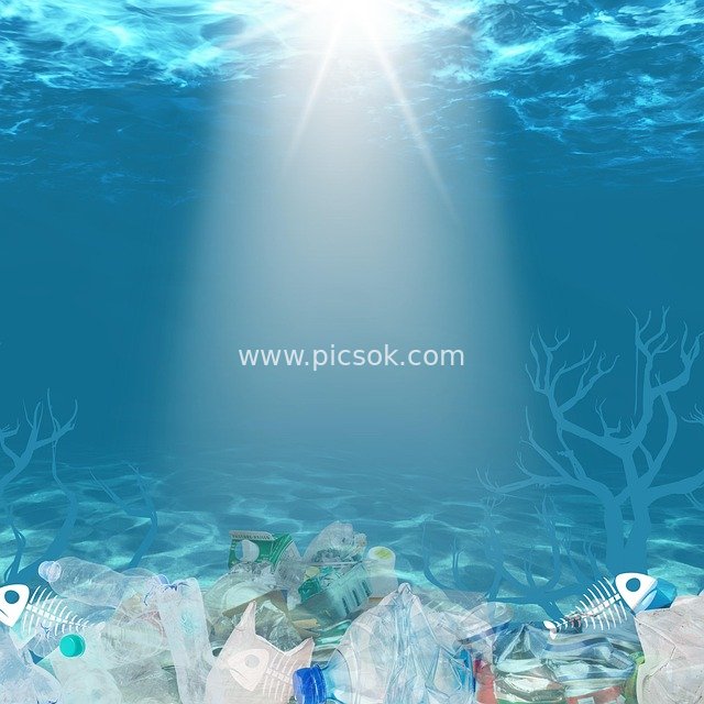 Eco-Warning Image of Underwater Plastic Waste Amid Marine Pollution