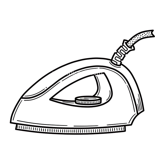 Line Art Electric Iron Illustration - Home Clothing Care Appliance Material