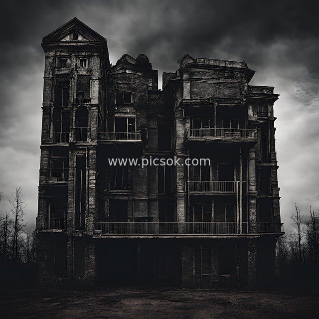 Dark Abandoned Dilapidated Building & Gloomy Ruins Scene Material