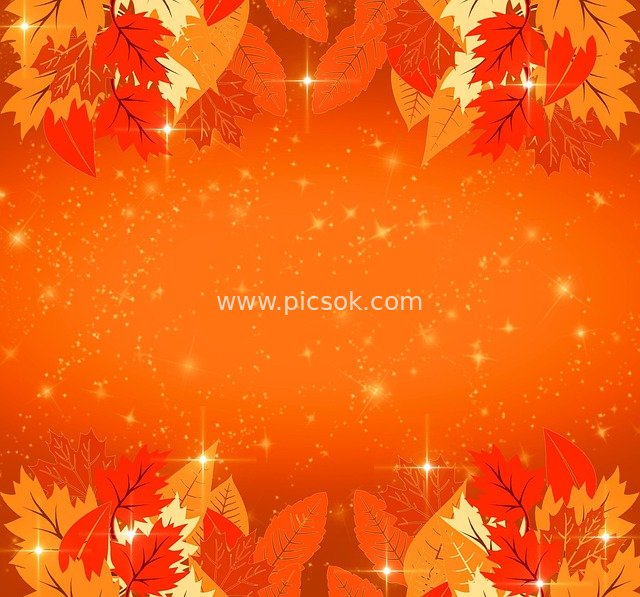 秋叶星光暖色调壁纸 秋季节日设计素材