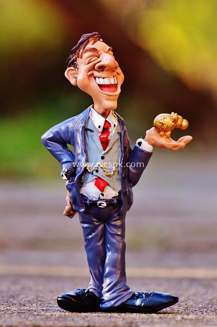 Creative Finance & Wealth Ornament: Cartoon Businessman with Exaggerated Expression