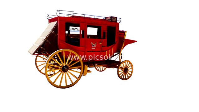 Red Western Antique Stagecoach - Retro American Transportation