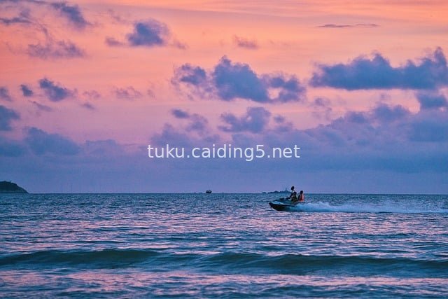 惠州日落海滨摩托艇 浪漫自然海景素材