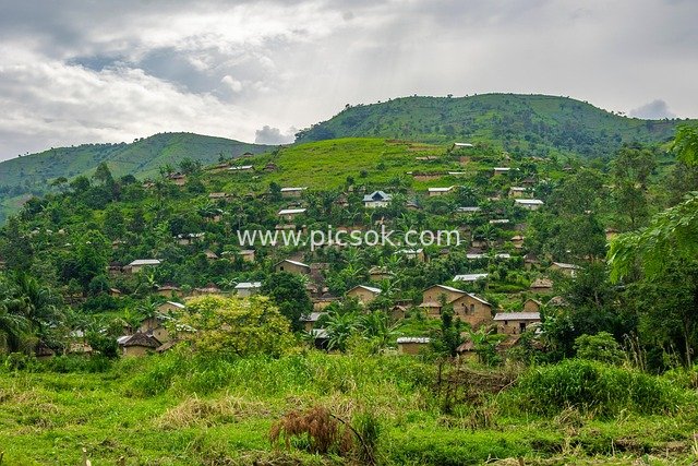 Maibano Village in the Democratic Republic of the Congo (DRC): A Traditional Hamlet Amid Green Hills