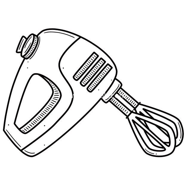 手绘线稿手持搅拌机 厨房电器插画素材