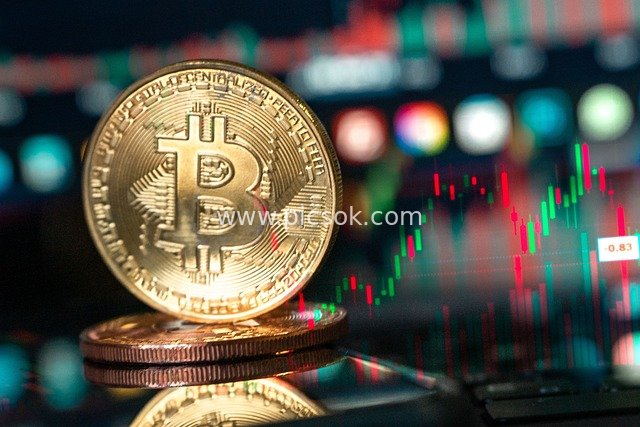 Cryptocurrency Investment Scene with Bitcoin and Financial Market Trading Charts