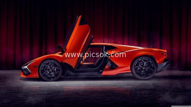 橙色兰博基尼超跑 剪刀门豪车图片