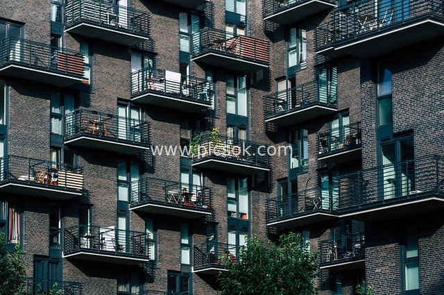 Details of Balconies and Facades of a Modern High-Rise Apartment Building