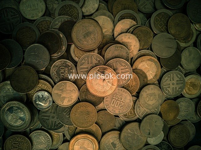 Stack of Colombian Peso Coins - Financial Wealth & Currency Material Image