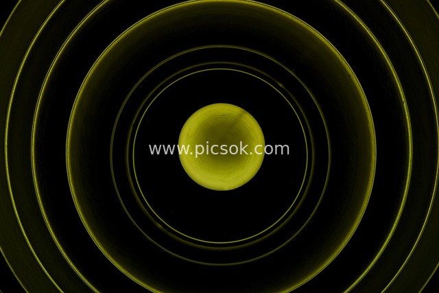 Abstract Futuristic Cosmic Science Background with Yellow Concentric Circles