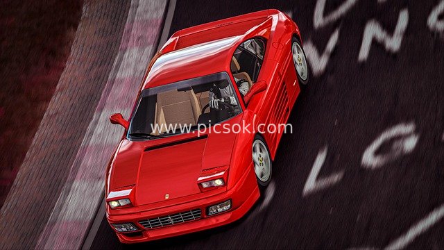 红色经典跑车赛道疾驰复古汽车图片素材