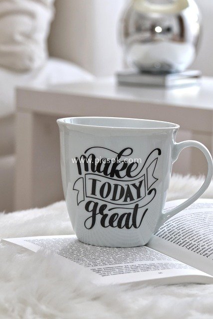 Inspirational Mug and Cozy Home Scene for Relaxing Reading