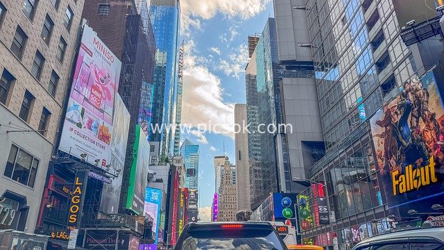 纽约曼哈顿时代广场繁华都市建筑街景