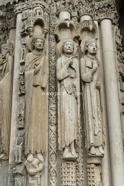 Medieval Religious Sculpture Art of Chartres Cathedral in France