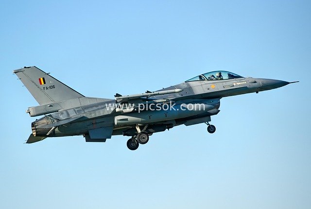High-Definition Images of Belgian F-16 Fighter Jet in Flight