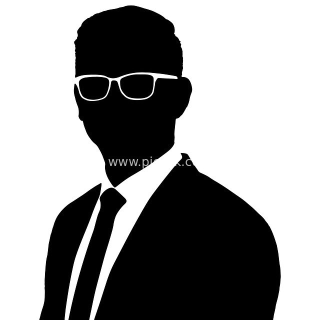 Silhouette of a Businessman in Suit and Glasses – Professional Confident Workplace Image