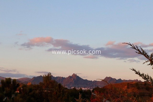 Natural Landscape of a Mountain Village in Sivrihisar at Dusk