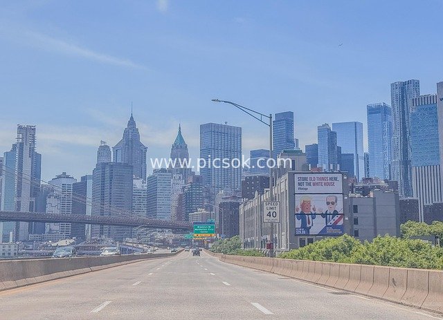 美国纽约曼哈顿城市天际线建筑景观