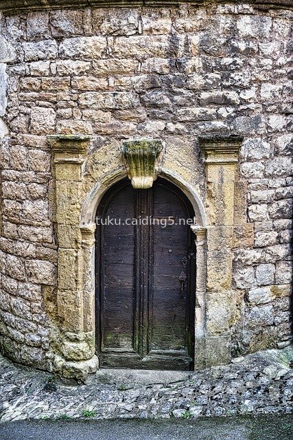 中世纪古堡拱形石门 历史古迹建筑素材