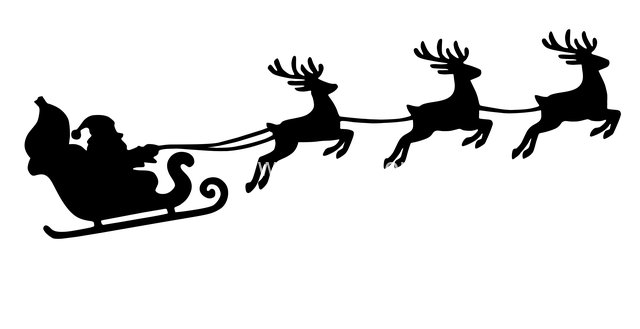 Christmas Silhouette: Santa & Reindeer Sleigh in Flight