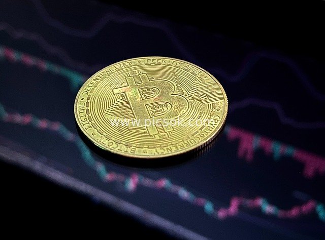 Close-up of Physical Bitcoin and Cryptocurrency Trading Candlestick Chart
