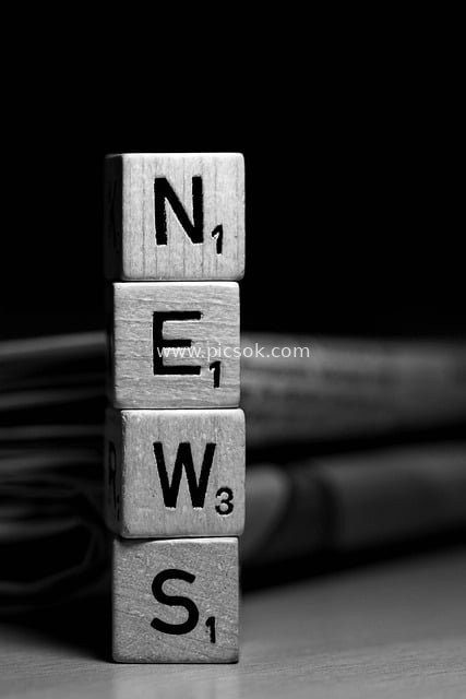 NEWS Letter Blocks: Black-and-White News Media Creative Material