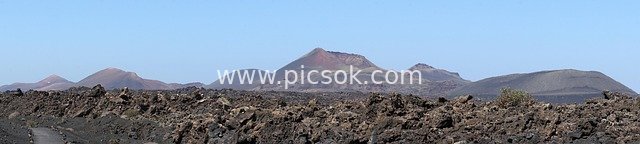兰萨罗特火山地貌全景 熔岩岩石自然景观