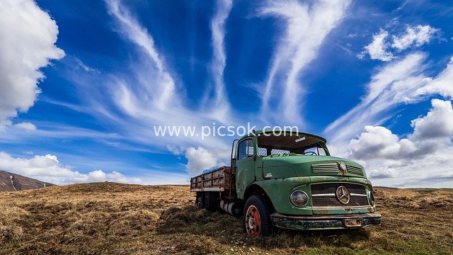 Abandoned Vintage Mercedes Truck on Icelandic Tundra