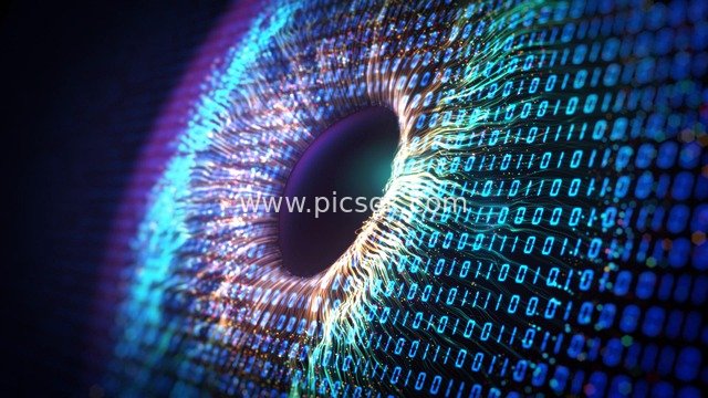 Futuristic Tech-Infused Digital Eye AI Code Abstract Visual Background
