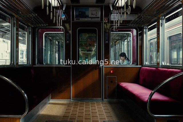 Morning Waiting Scene Inside a Retro Tram in Kyoto, Japan