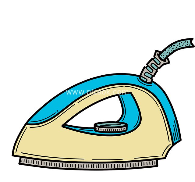 Cartoon-Style Electric Iron Illustration - Home Ironing Tool Material
