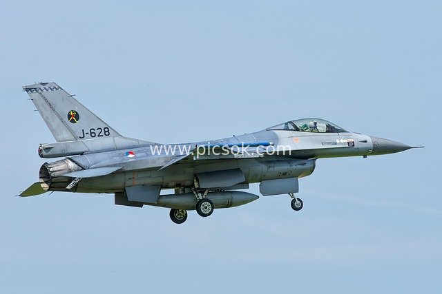 Flight Scene of Royal Netherlands Air Force F-16 Fighter Jet