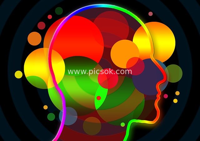 Abstract Human Head Outline with Color Bokeh – Creative Material for Psychological Thinking