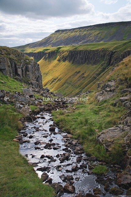 Natural Landscape Photography of Mountain Stream Gorge in England