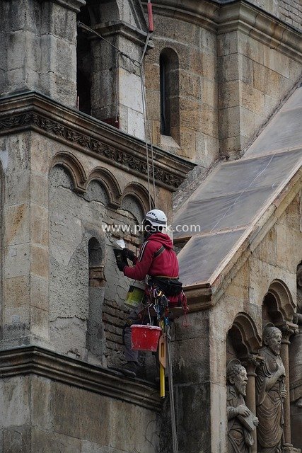 Exterior Restoration Construction Scene of St. Laszlo Church in Budapest