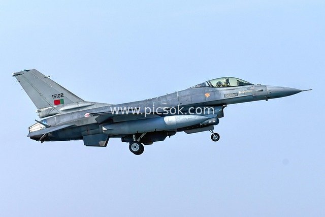 Portuguese F-16 Fighter Jet in Flight - Military Aviation Material