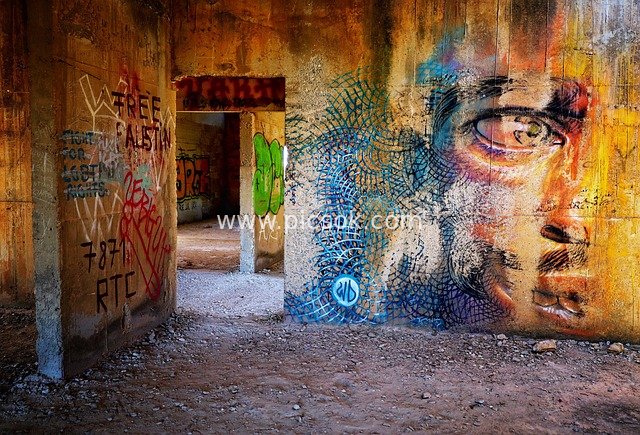 Street Graffiti Art Scene in an Abandoned Building in Greece