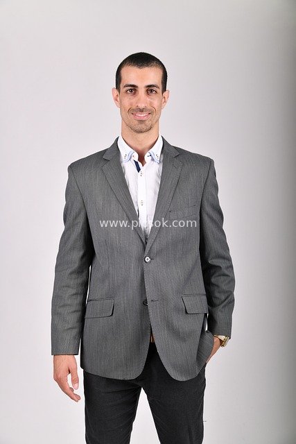 Business Man in Gray Suit: Workplace Success Image Showcase