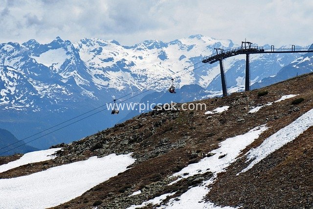 阿尔卑斯雪山滑雪缆车 南蒂罗尔徒步全景