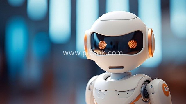 Futuristic Sci-Fi White Humanoid Robot & AI Tech Image Material