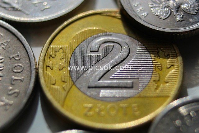 Close-up of Polish 2 Złoty Coin - Financial, Monetary and Commercial Scene