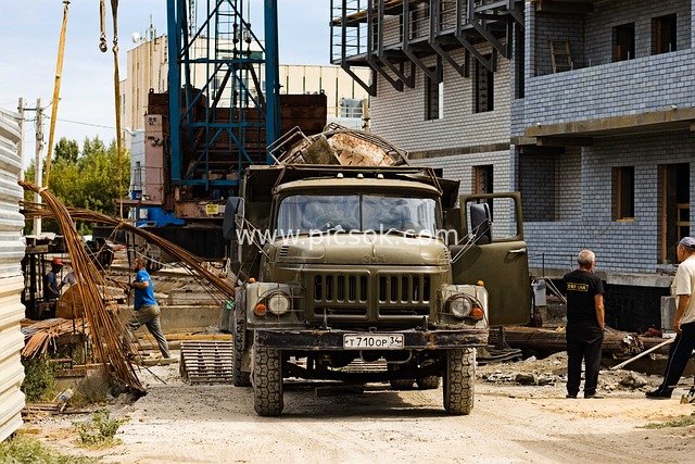 Real Shot of ZIL Truck Construction Scene at a Construction Site