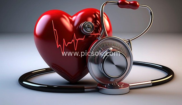 Healthy Heart & Stethoscope: Medical Care Concept Image