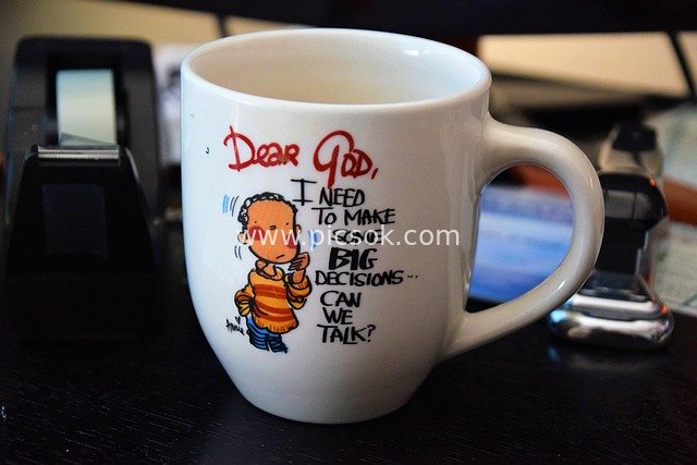 Cartoon Prayer Mug: Spiritual Communication in Office Settings