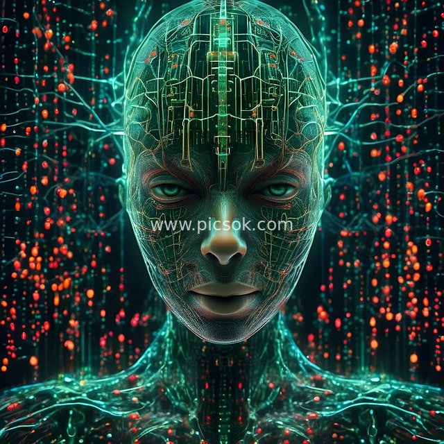 Cyber AI Neural Network: Futuristic Tech Digital Art