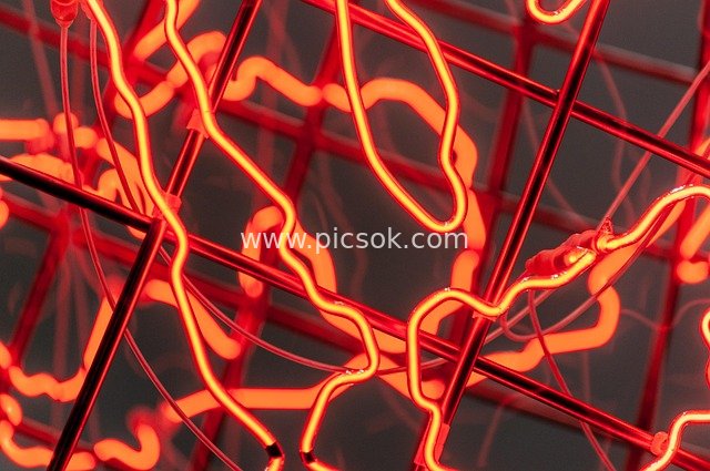 Red Neon Art Installation & Creative Light and Shadow Artwork